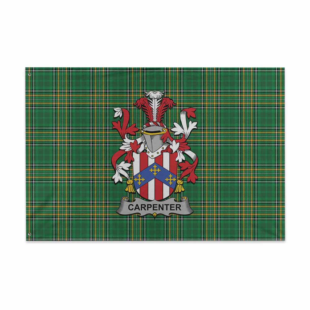 Tartan Vibes Clothing Carpenter Irish Clan Tartan House Flag with Coat of Arms