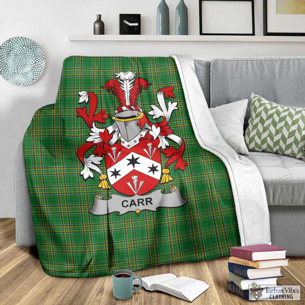 Tartan Vibes Clothing Carr Irish Clan Tartan Blanket with Coat of Arms