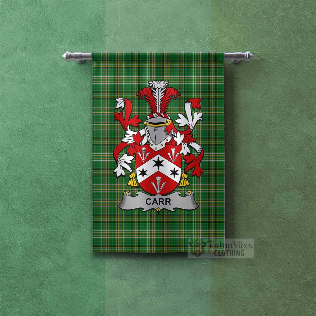 Carr Irish Clan Tartan Gonfalon, Tartan Banner with Coat of Arms Rectangle - Tartan Vibes Clothing