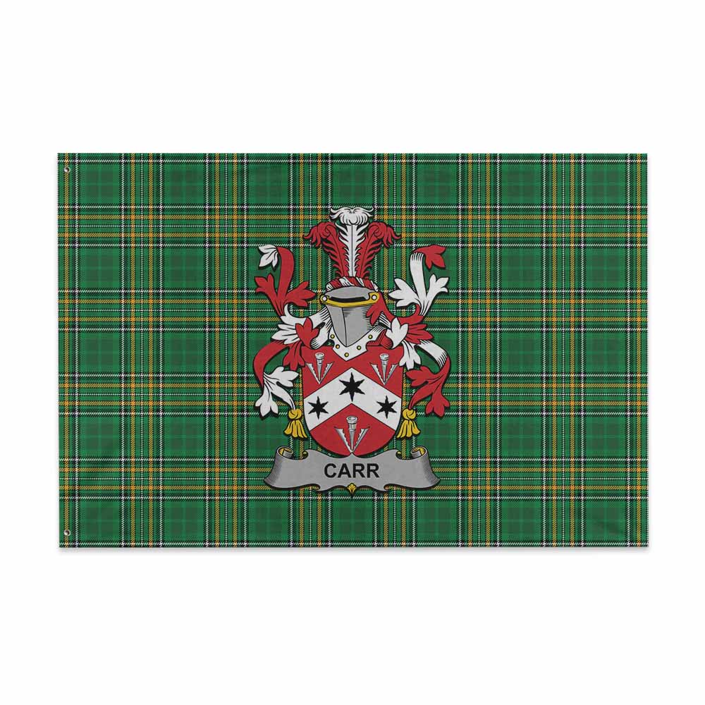 Tartan Vibes Clothing Carr Irish Clan Tartan House Flag with Coat of Arms