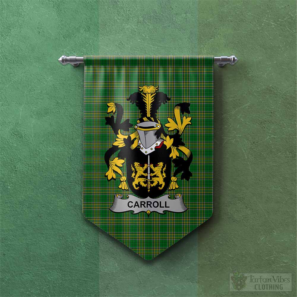 Tartan Vibes Clothing Carroll Irish Clan Tartan Gonfalon, Tartan Banner with Coat of Arms