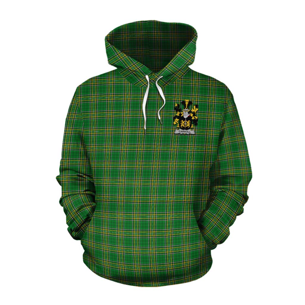Carroll Irish Clan Tartan Cotton Hoodie with Coat of Arms Pullover Hoodie XS - Tartan Vibes Clothing