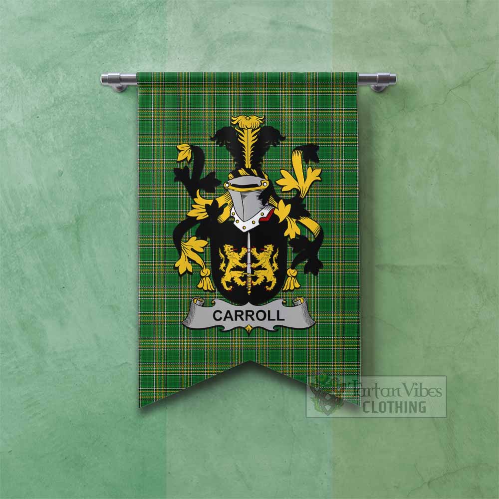 Tartan Vibes Clothing Carroll Irish Clan Tartan Gonfalon, Tartan Banner with Coat of Arms