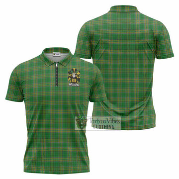 Carroll Irish Clan Tartan Zipper Polo Shirt with Coat of Arms