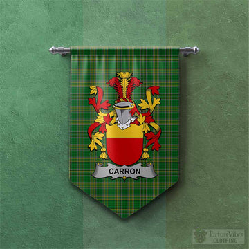 Tartan Vibes Clothing Carron Irish Clan Tartan Gonfalon, Tartan Banner with Coat of Arms