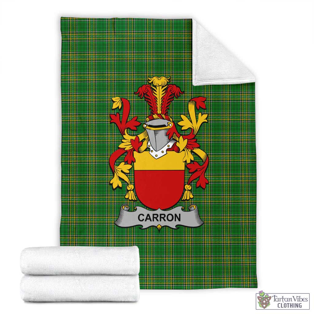 Carron Irish Clan Tartan Blanket with Coat of Arms X-Large 59 x 79 inches 150 x 200 cm - Tartan Vibes Clothing