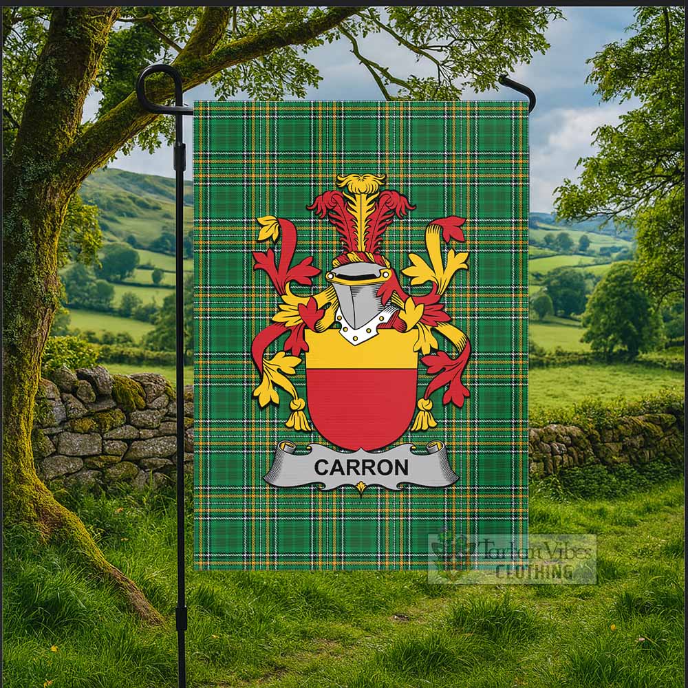 Carron Irish Clan Tartan Flag with Coat of Arms