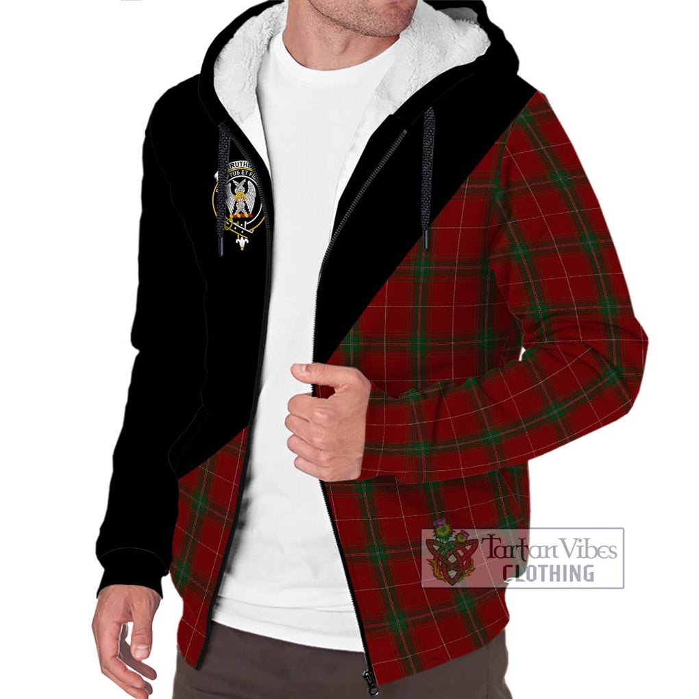 Carruthers Tartan Sherpa Hoodie with Family Crest and Military Logo Style Unisex S - Tartanvibesclothing Shop