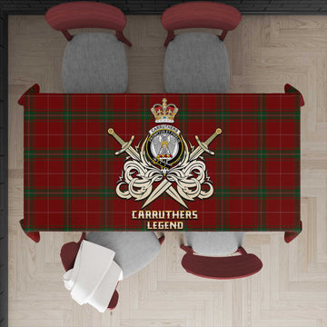 Carruthers Tartan Tablecloth with Clan Crest and the Golden Sword of Courageous Legacy