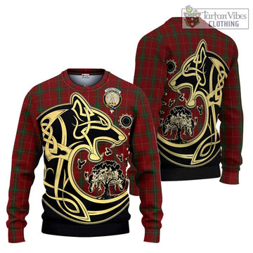 Carruthers Tartan Knitted Sweater with Family Crest Celtic Wolf Style Unisex - Tartan Vibes Clothing