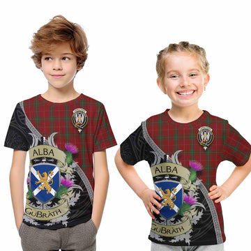 Tartan Vibes Clothing Carruthers Tartan Family Crest Kid T-Shirt Lion Rampant Royal Thistle Shield Celtic Inspired