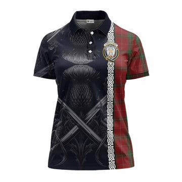 Carruthers Tartan Women's Polo Shirt with Family Crest Cross Sword Thistle Celtic Vibes