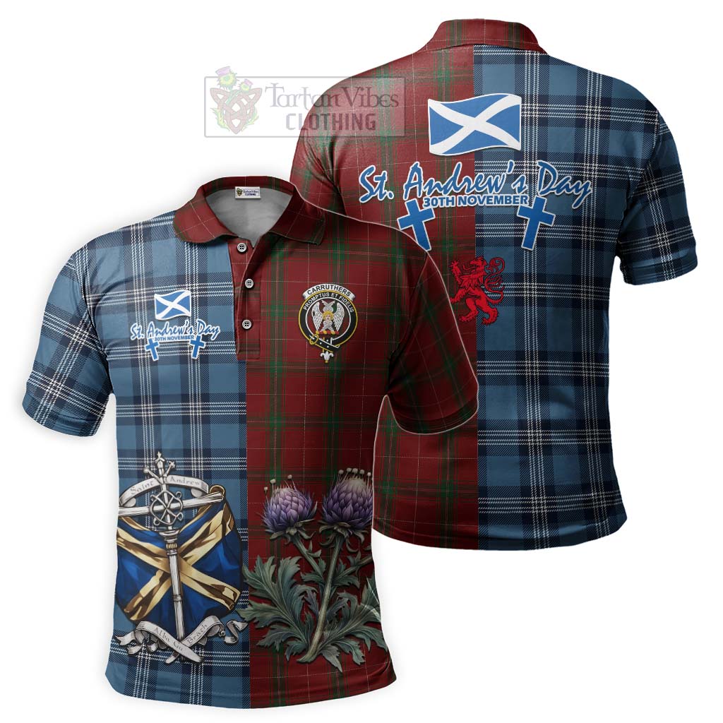 Tartan Vibes Clothing Carruthers Tartan Polo Shirt Happy St. Andrew's Day Half Tartan Style