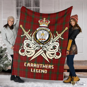 Carruthers Tartan Blanket with Clan Crest and the Golden Sword of Courageous Legacy