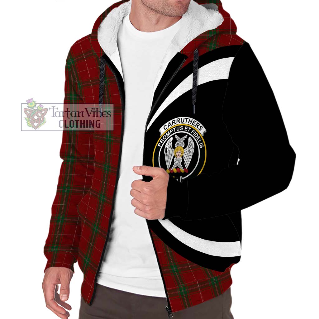 Carruthers Tartan Sherpa Hoodie with Family Crest Circle Style Unisex S - Tartan Vibes Clothing
