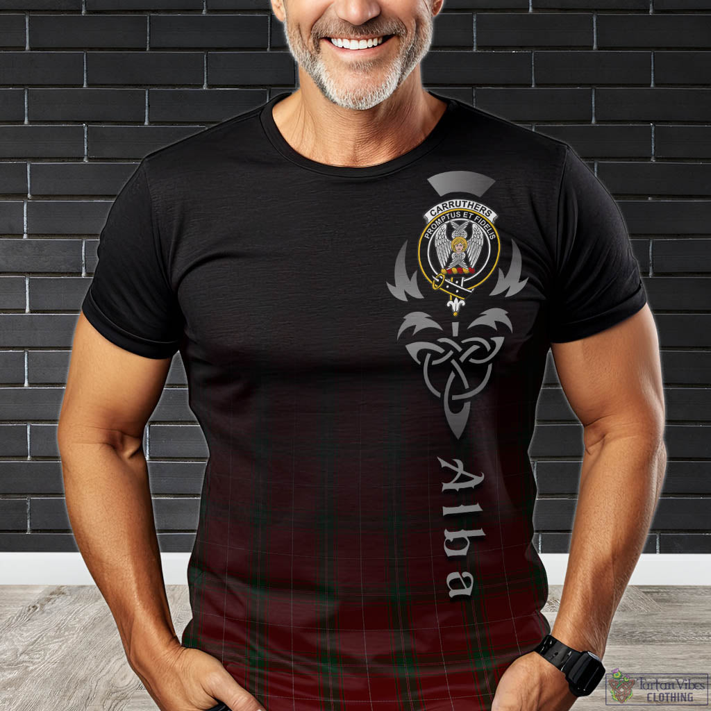 Tartan Vibes Clothing Carruthers Tartan T-Shirt Featuring Alba Gu Brath Family Crest Celtic Inspired