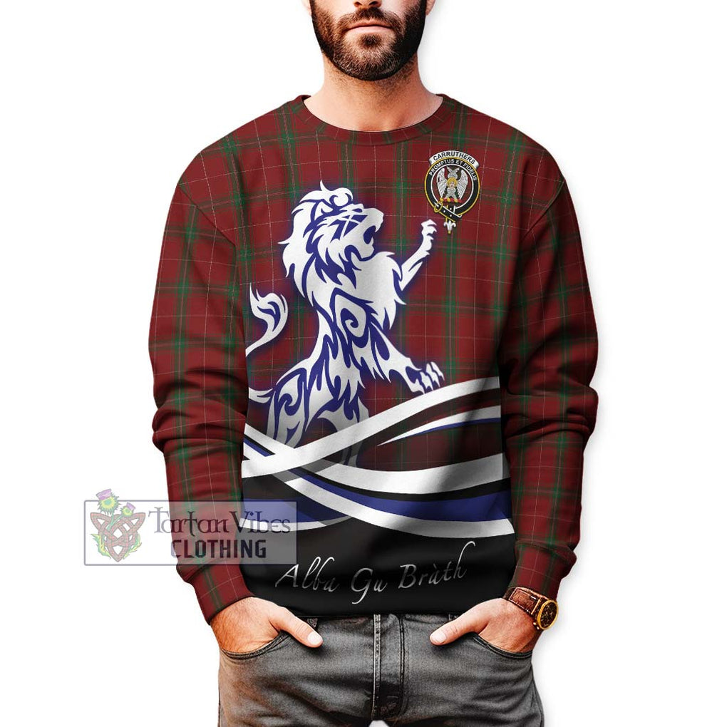 Carruthers Tartan Sweatshirt with Alba Gu Brath Regal Lion Emblem Unisex - Tartanvibesclothing Shop