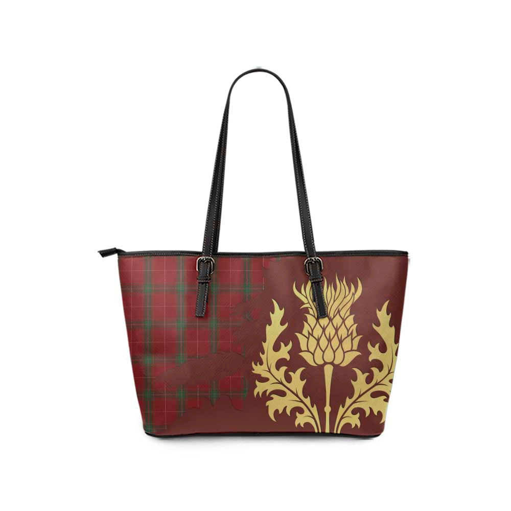 Carruthers Tartan Leather Tote Bag Gold Thistle Style - Tartan Vibes Clothing