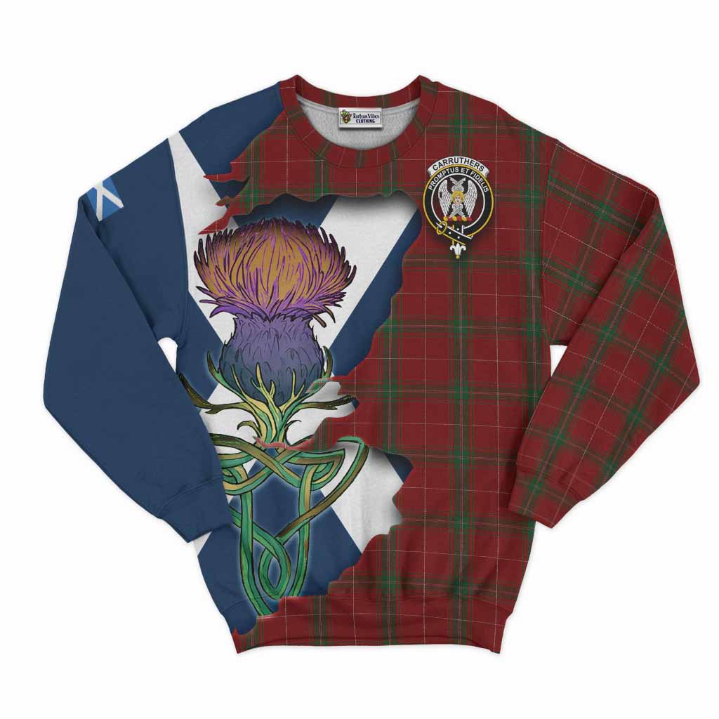Tartan Vibes Clothing Carruthers Tartan Family Crest Sweatshirt Scottish Thistle Celtic Inspired