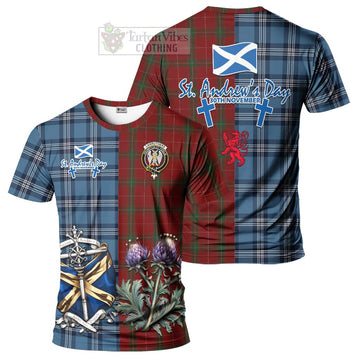 Tartan Vibes Clothing Carruthers Tartan T-Shirt Happy St. Andrew's Day Half Tartan Style