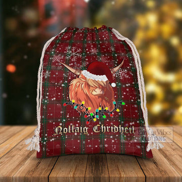 Carruthers Tartan Christmas Santa's Bag with Twinkle Highland Cattle