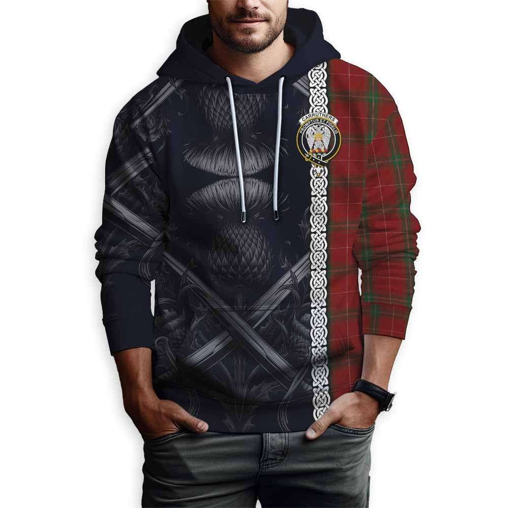 Tartan Vibes Clothing Carruthers Tartan Hoodie with Family Crest Cross Sword Thistle Celtic Vibes