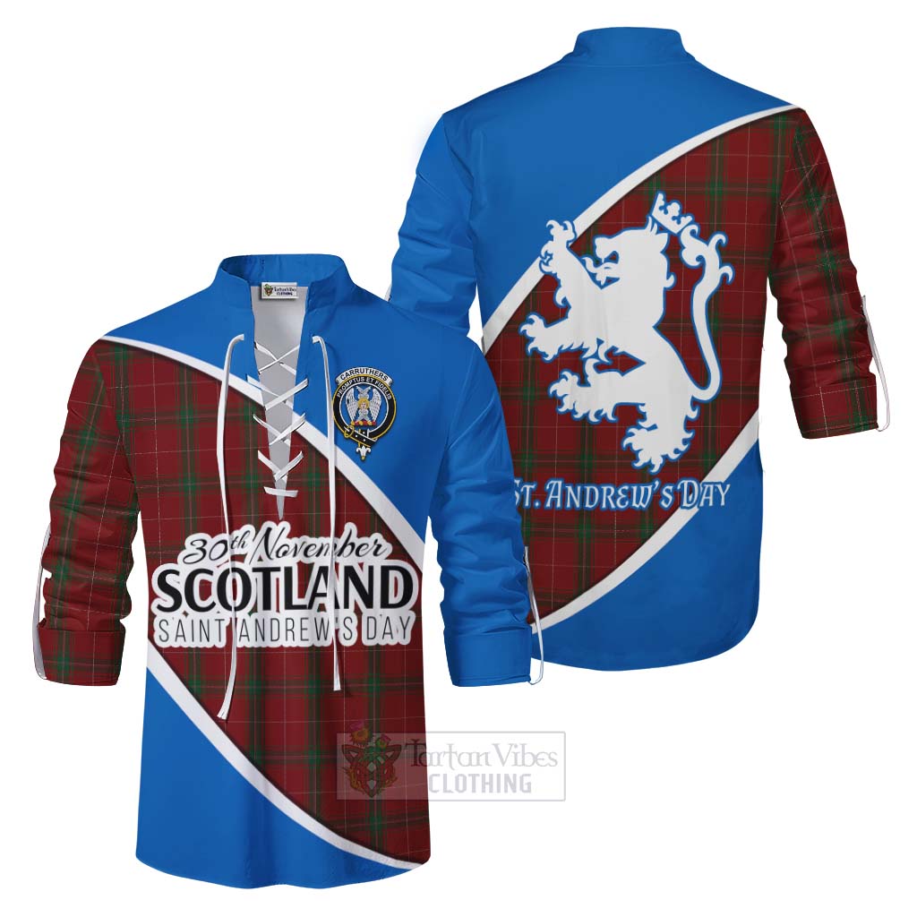 Tartan Vibes Clothing Carruthers Family Crest Tartan Ghillie Kilt Shirt Celebrate Saint Andrew's Day in Style