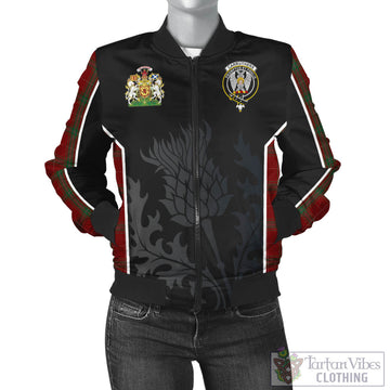 Carruthers Tartan Bomber Jacket with Family Crest and Scottish Thistle Vibes Sport Style