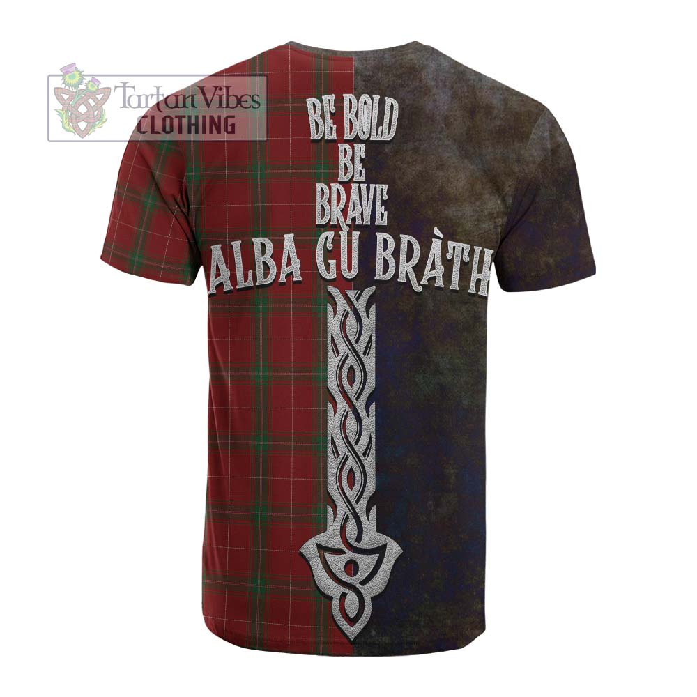 Tartan Vibes Clothing Carruthers Tartan Family Crest Cotton T-shirt Alba Gu Brath Be Brave Lion Ancient Style