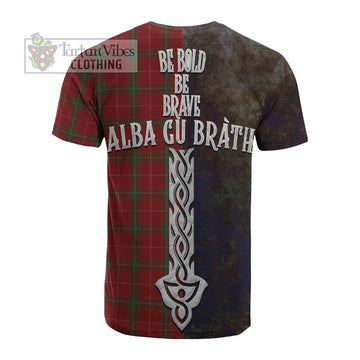 Carruthers Tartan Family Crest Cotton T-shirt Alba Gu Brath Be Brave Lion Ancient Style