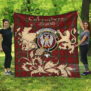 Carruthers Tartan Quilt with Family Crest and Scottish Symbol Style