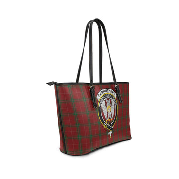 Carruthers Tartan Leather Tote Bag with Family Crest