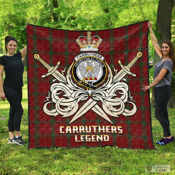 Carruthers Tartan Quilt with Clan Crest and the Golden Sword of Courageous Legacy