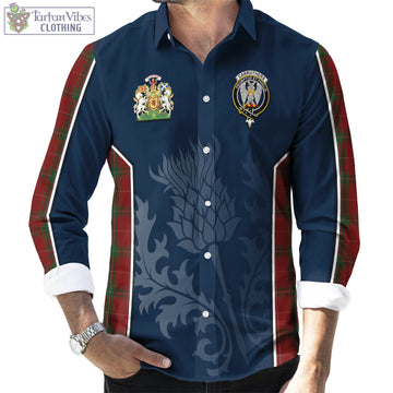 Carruthers Tartan Long Sleeve Button Up Shirt with Family Crest and Scottish Thistle Vibes Sport Style