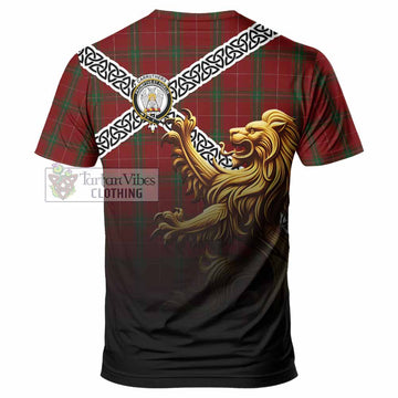 Tartan Vibes Clothing Carruthers Crest Tartan T-Shirt with Golden Lion Emblem Celtic Style