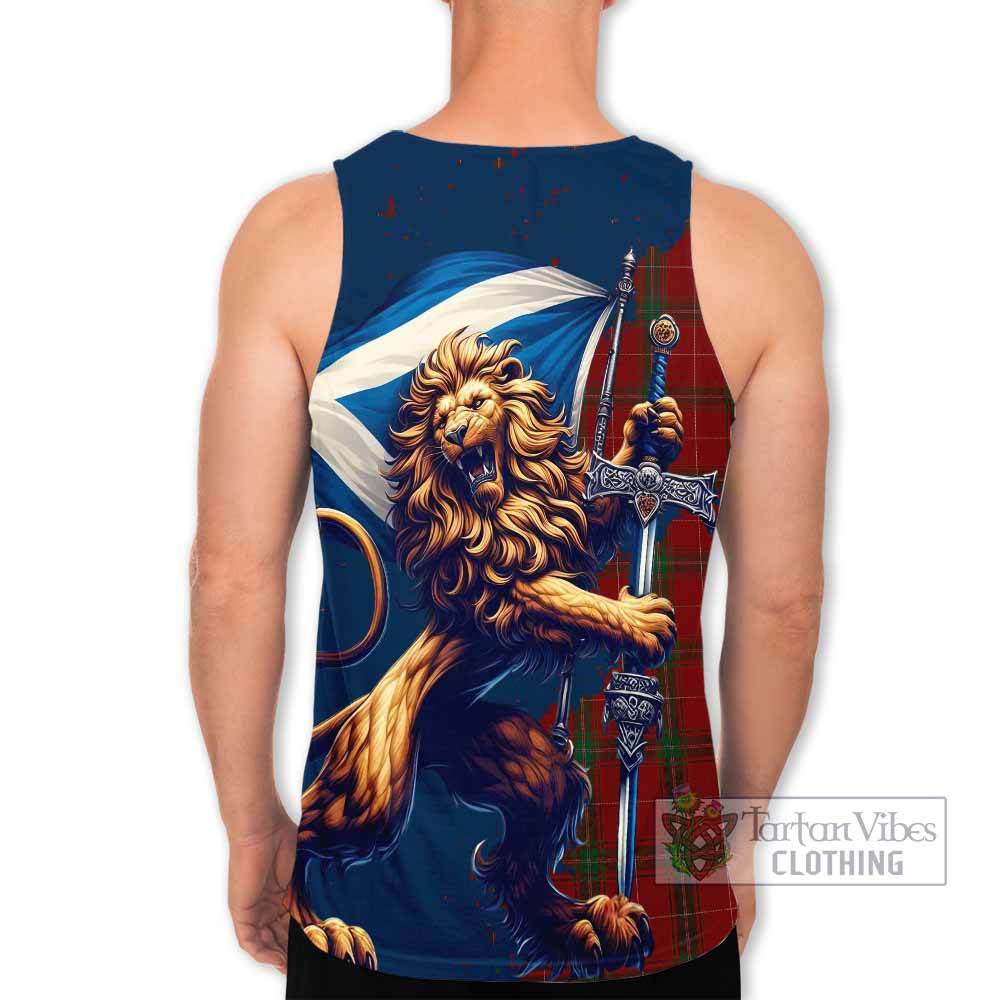 Tartan Vibes Clothing Carruthers Tartan Family Crest Men's Tank Top with Scottish Majestic Lion
