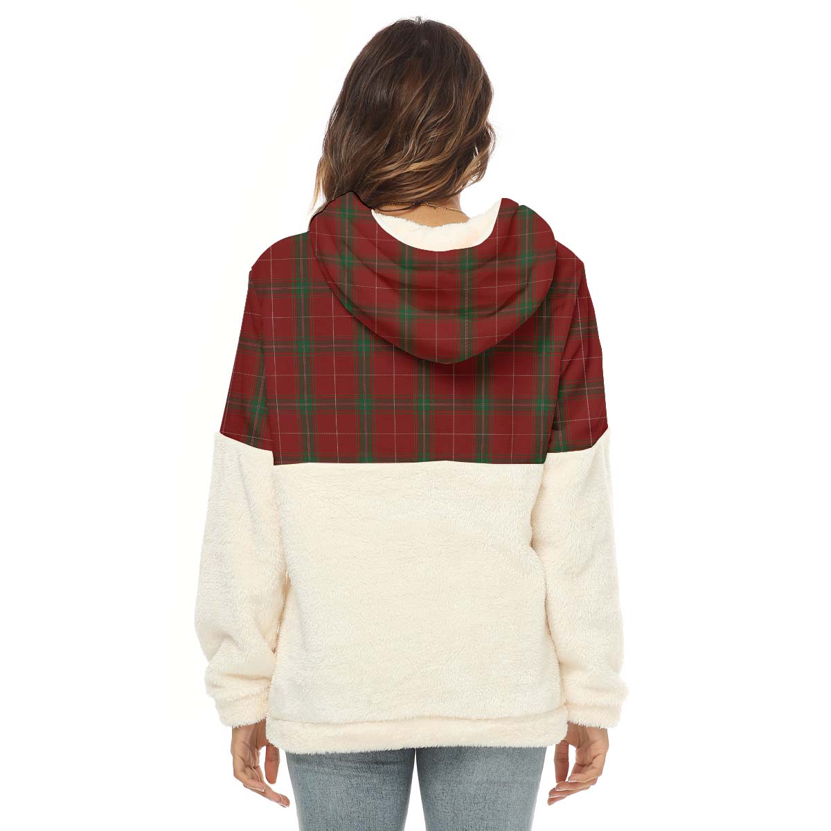 Carruthers Tartan Women's Borg Fleece Hoodie With Half Zip with Family Crest - Tartan Vibes Clothing