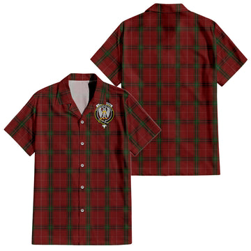 Carruthers Tartan Short Sleeve Button Down Shirt with Family Crest