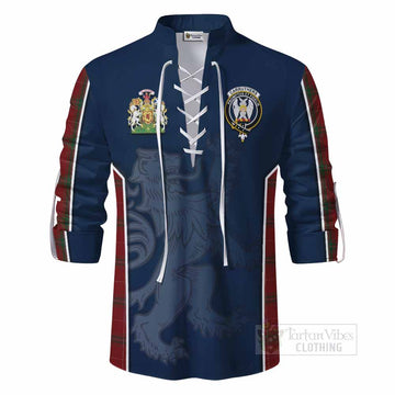 Tartan Vibes Clothing Carruthers Tartan Ghillie Kilt Shirt with Family Crest and Lion Rampant Vibes Sport Style