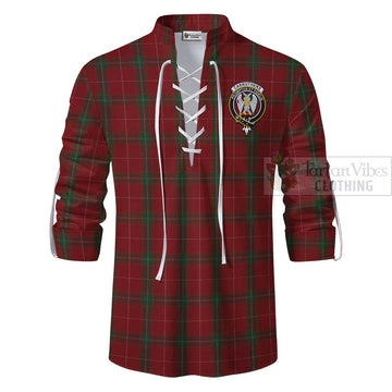 Tartan Vibes Clothing Carruthers Tartan Ghillie Kilt Shirt with Family Crest Celtic Skull Style