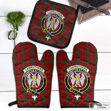 Carruthers Tartan Combo Oven Mitt & Pot-Holder with Family Crest Combo 1 Oven Mitt & 1 Pot-Holder Black - Tartan Vibes Clothing