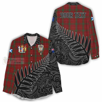 Tartan Vibes Clothing Carruthers Crest Tartan Women's Casual Shirt with New Zealand Silver Fern Half Style