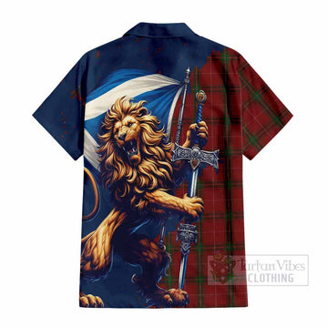 Carruthers Tartan Family Crest Hawaiian Shirt with Scottish Majestic Lion
