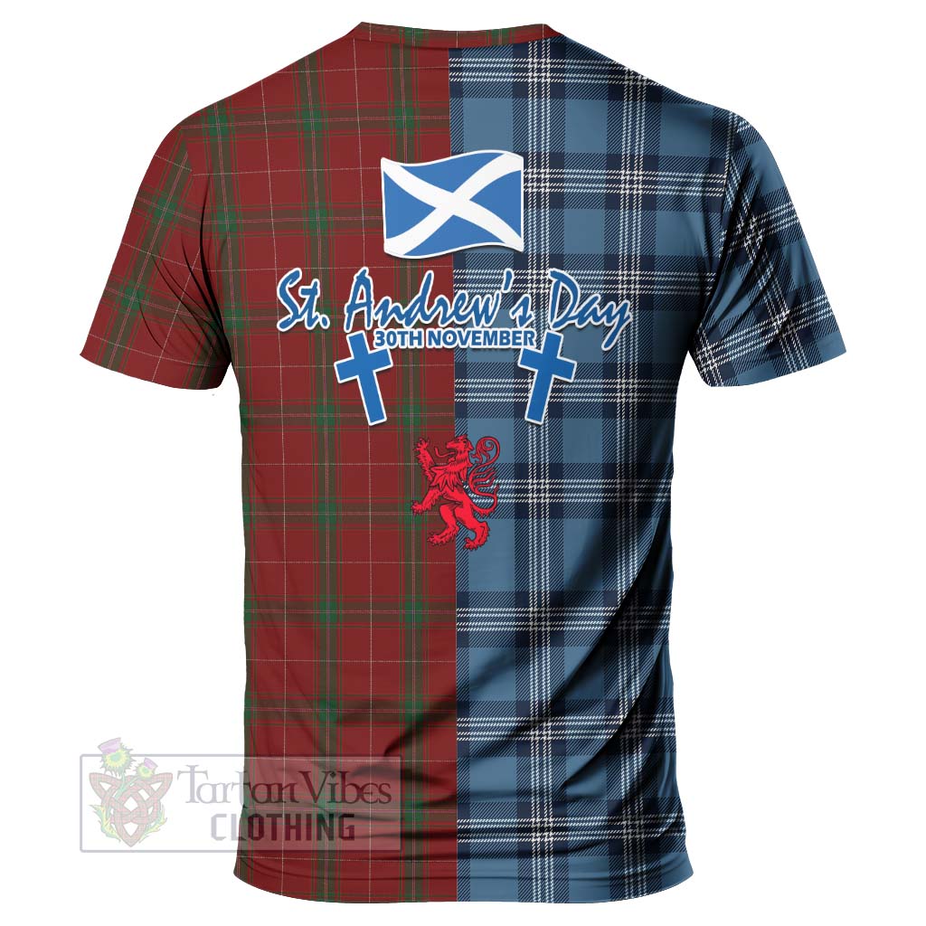 Tartan Vibes Clothing Carruthers Tartan T-Shirt Happy St. Andrew's Day Half Tartan Style