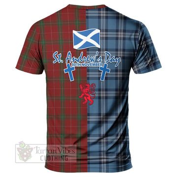 Tartan Vibes Clothing Carruthers Tartan T-Shirt Happy St. Andrew's Day Half Tartan Style