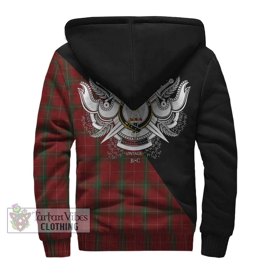 Carruthers Tartan Sherpa Hoodie with Family Crest and Military Logo Style - Tartanvibesclothing Shop