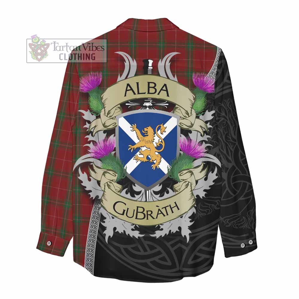 Tartan Vibes Clothing Carruthers Tartan Family Crest Women's Casual Shirt Lion Rampant Royal Thistle Shield Celtic Inspired