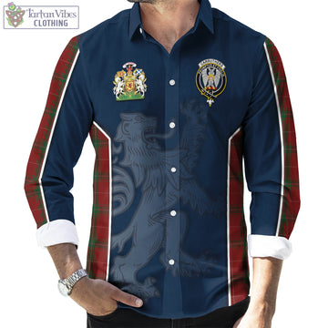 Carruthers Tartan Long Sleeve Button Up Shirt with Family Crest and Lion Rampant Vibes Sport Style