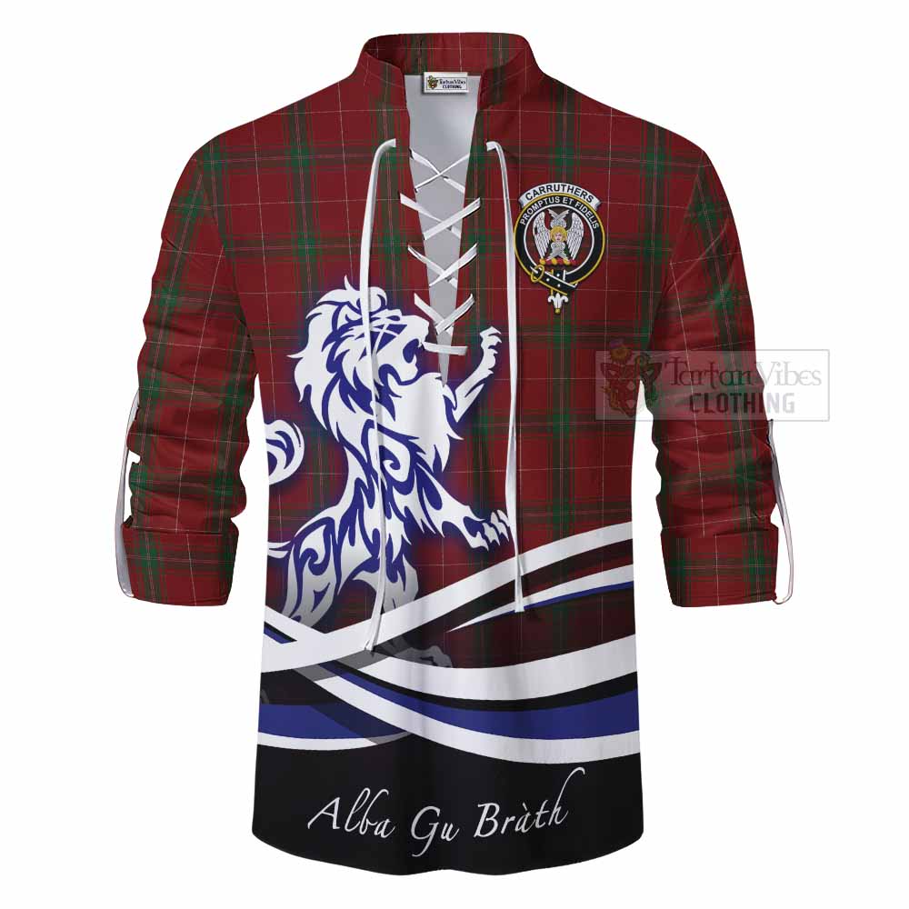 Tartan Vibes Clothing Carruthers Tartan Ghillie Kilt Shirt with Alba Gu Brath Regal Lion Emblem
