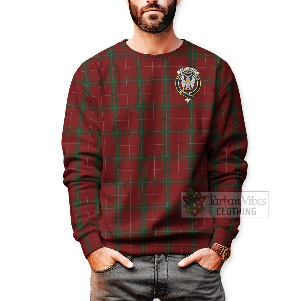 Tartan Vibes Clothing Carruthers Tartan Sweatshirt with Family Crest and Bearded Skull Holding Bottles of Whiskey